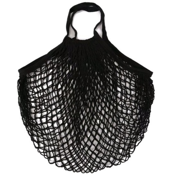 French Cotton Market Net Tote/Bag/Black Onxy - Picture 2 of 8